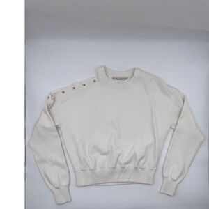 Alice + Olivia Crewneck Open Shoulder Studded Sweater